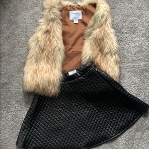 Girls vest and faux leather skirt size XS